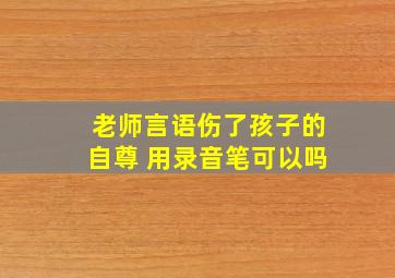 老师言语伤了孩子的自尊 用录音笔可以吗